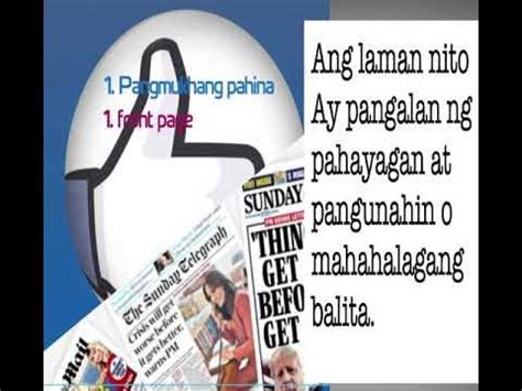 parts of newspaper tagalog with pictures|Filipino Lessons /10 Bahagi ng Pahayagan / parts of a newspaper .